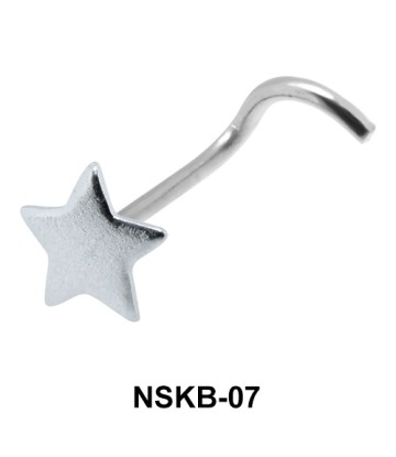 Solid Star Shaped Silver Curved Nose Stud NSKB-07